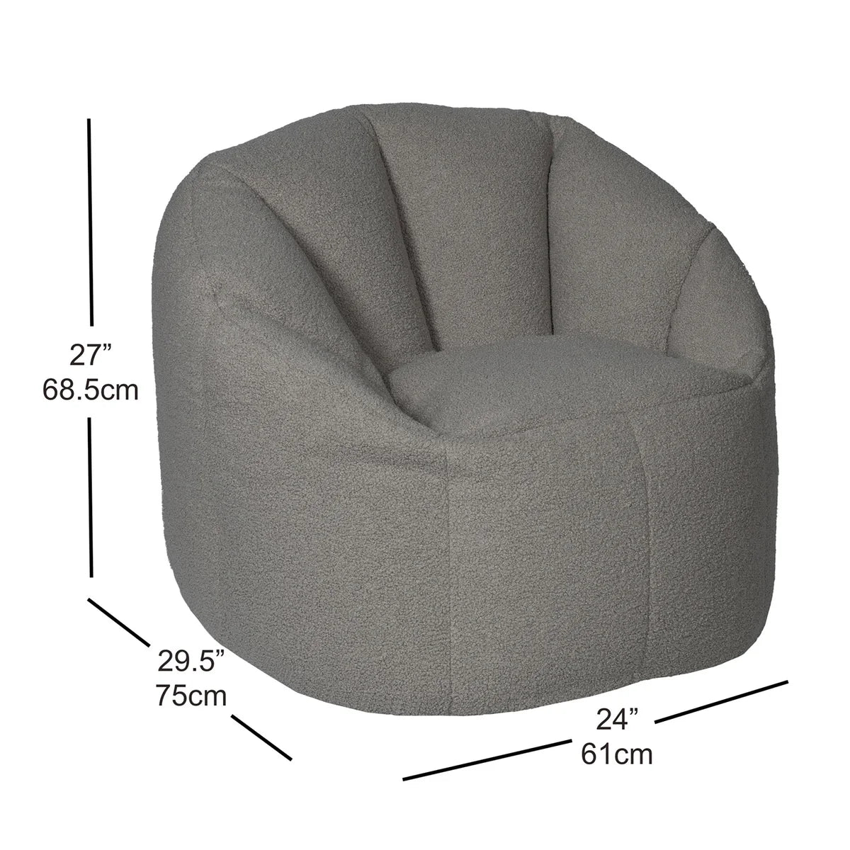 Norka Living Rod Sherpa Bean Bag Chair | Grey