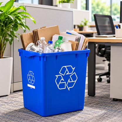 22 Gallon (83 L) Recycle Bin, 19 x 15.5 x 21.25 Inches, Blue Recycling