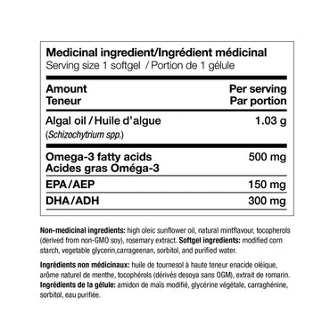 NutraVege Plant Based Omega-3, Mint Flavour, 2 x 75 Softgels