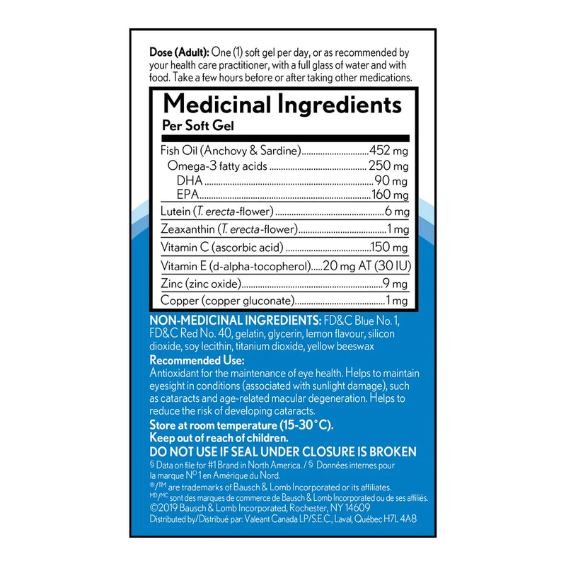 Complément alimentaire ophtalmique vitaminé et minéral Ocuvite pour adultes de 50 ans et plus, 3 x 50 gélules 