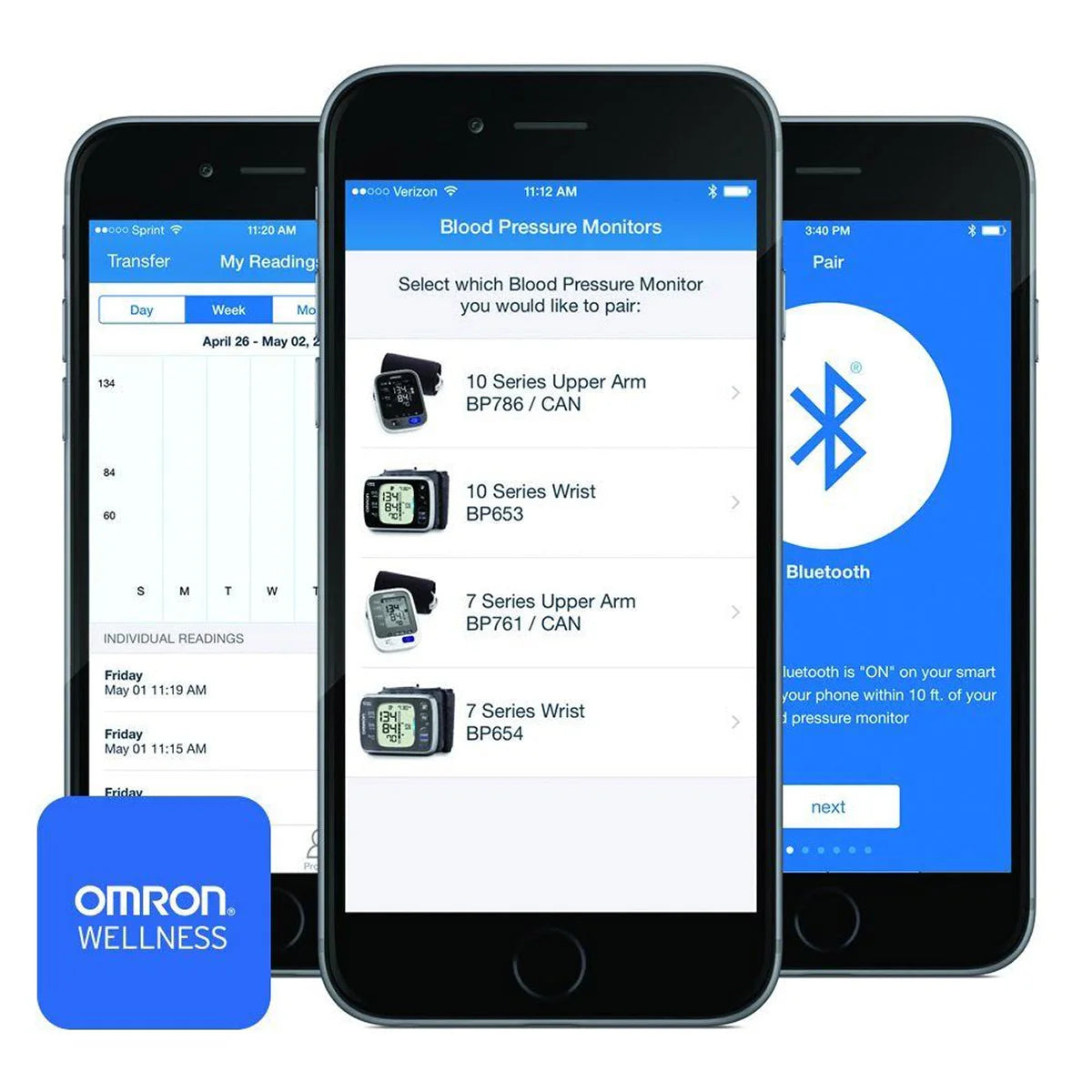 Omron BP4350 Gold Wrist Blood Pressure Monitor with Wireless Bluetooth Smart Technology