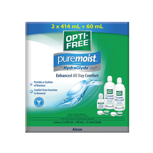 Opti-Free PureMoist Contact Lens Solution, 2 x 414 mL + 60 mL