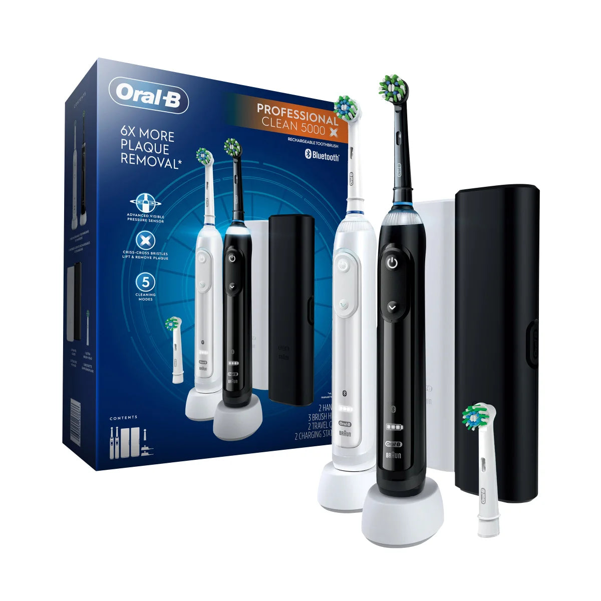 Oral-B Professional Clean 5000 X Electric Toothbrush Twin Pack