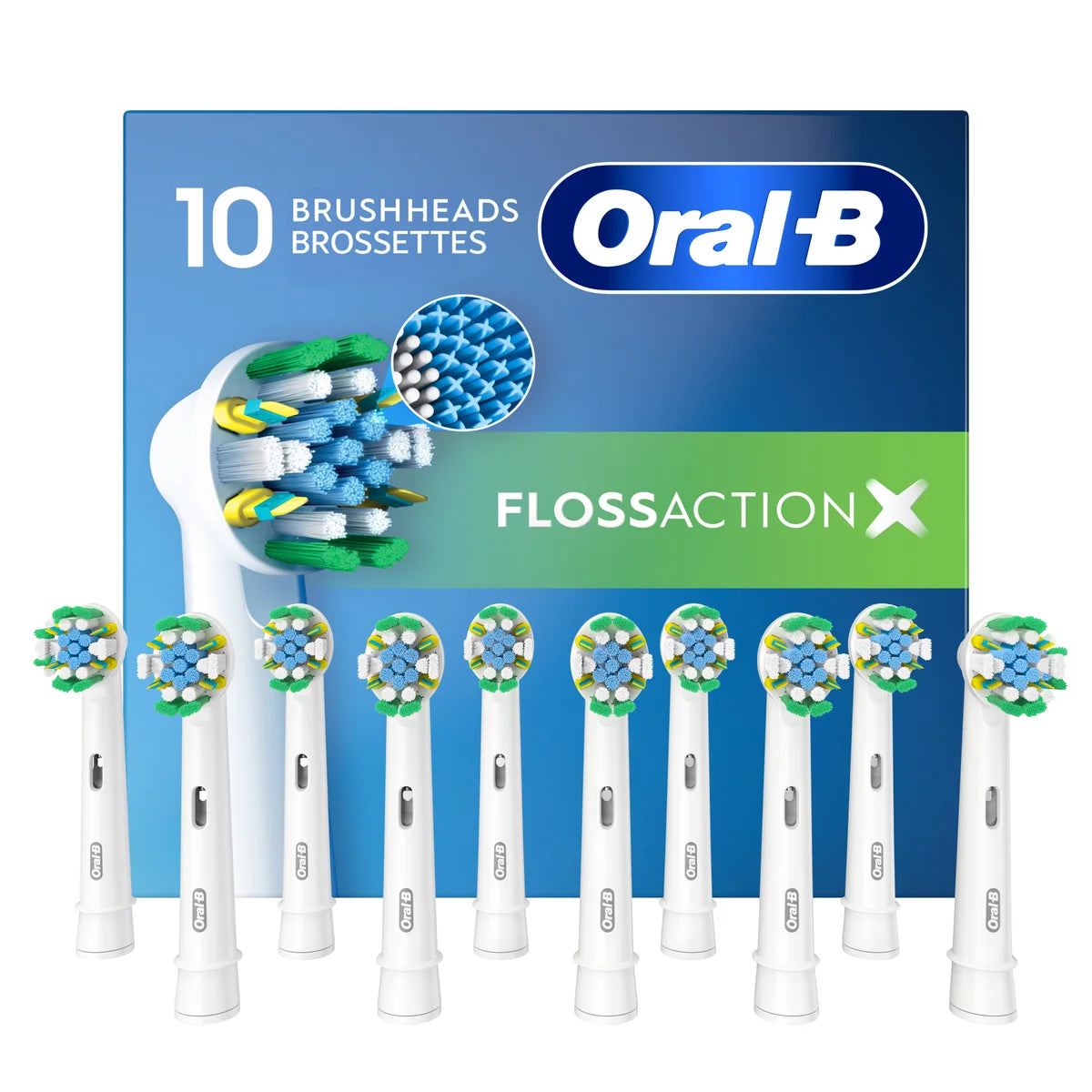 Oral B FlossAction Electric Toothbrush Replacement Brush Head Refills, 10-pack