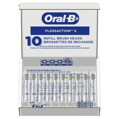 Oral B FlossAction Electric Toothbrush Replacement Brush Head Refills, 10-pack