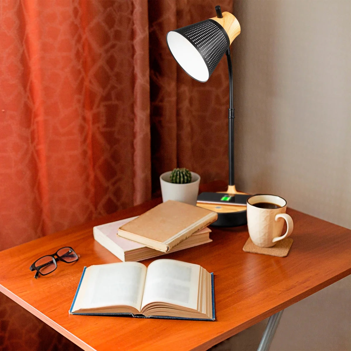 OttLite LED Table Lamp with Wireless Charging