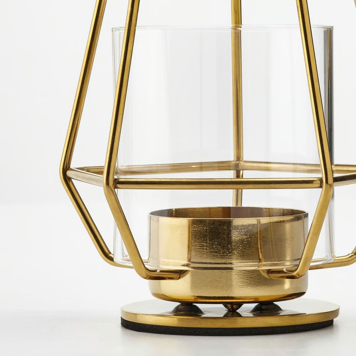 IKEA Glass Tealight Candle Holder with Stainless Steel Base, 10 cm