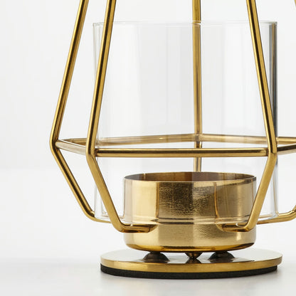 IKEA Glass Tealight Candle Holder with Stainless Steel Base, 10 cm