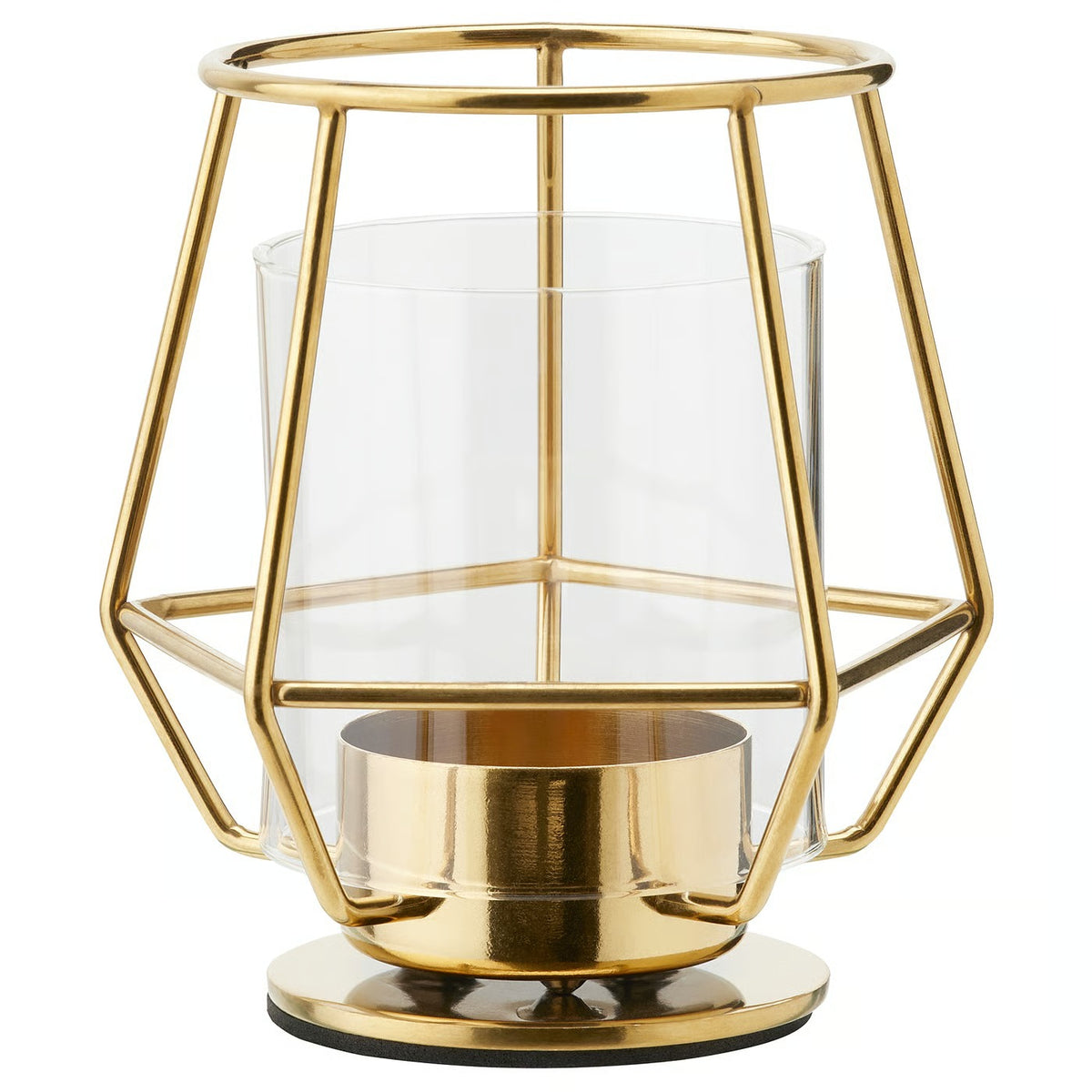 IKEA Glass Tealight Candle Holder with Stainless Steel Base, 10 cm