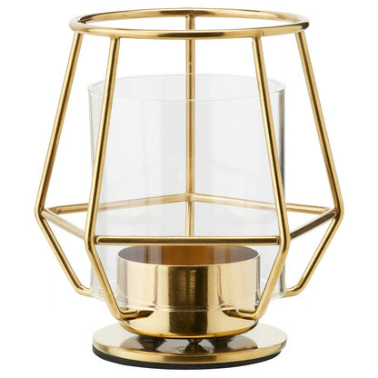 IKEA Glass Tealight Candle Holder with Stainless Steel Base, 10 cm