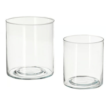 [2 Piece Set] IKEA Glass Pillar Candle Holders, Tinted Glass