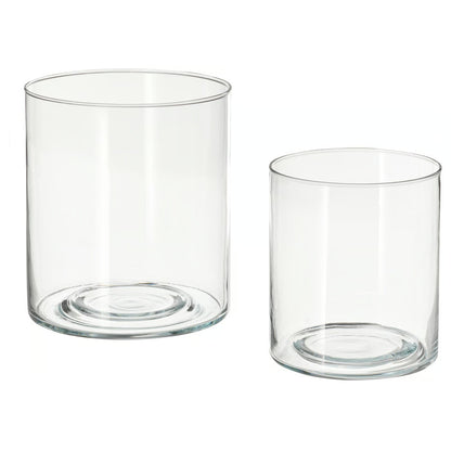 [2 Piece Set] IKEA Glass Pillar Candle Holders, Tinted Glass