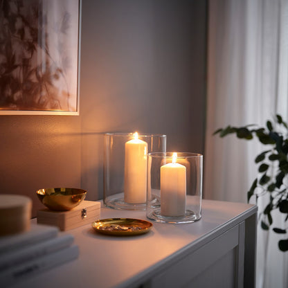 [2 Piece Set] IKEA Glass Pillar Candle Holders, Tinted Glass
