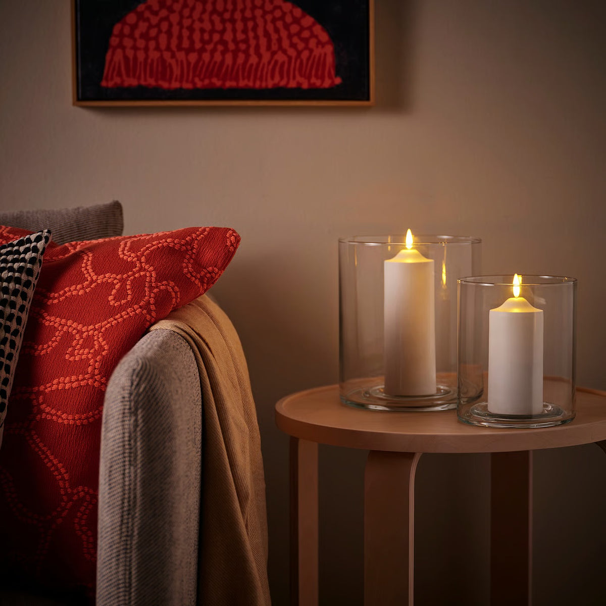 [2 Piece Set] IKEA Glass Pillar Candle Holders, Tinted Glass