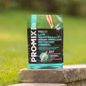 PRO-MIX Low Maintenance Grass Seed, 5-in-1 Lawn Mix, Fast Germination in 7 Days, 1.3 kg – Covers up to 180 m² for Easy Care Lawn Growth