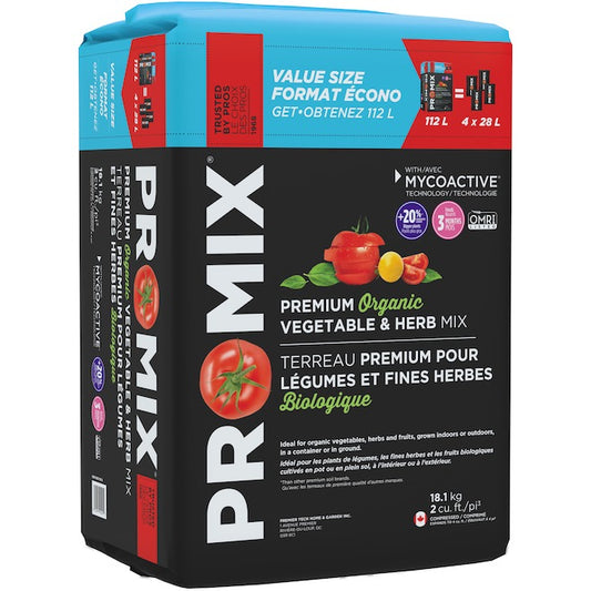 PRO-MIX Premium Organic Vegetable & Herb Mix – 112 L Container Soil for Vegetables, Fruits & Herbs