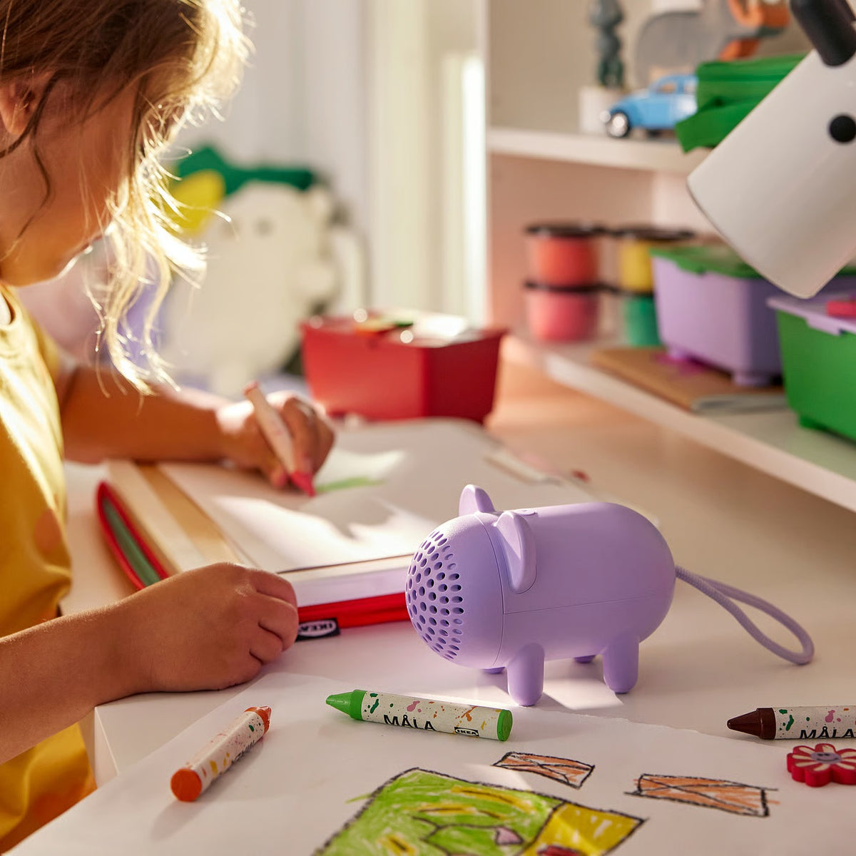 IKEA GREJSIMOJS Portable Bluetooth speaker, mouse/purple