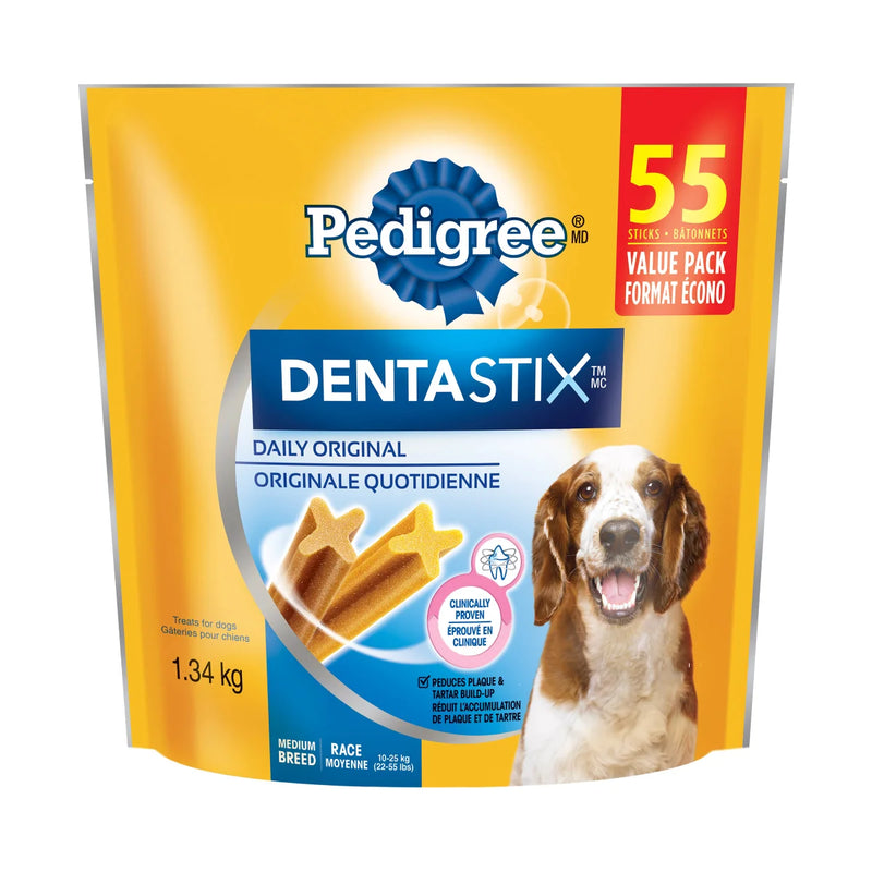 Friandises originales Pedigree Dentastix pour chiens de taille moyenne, 55 unités