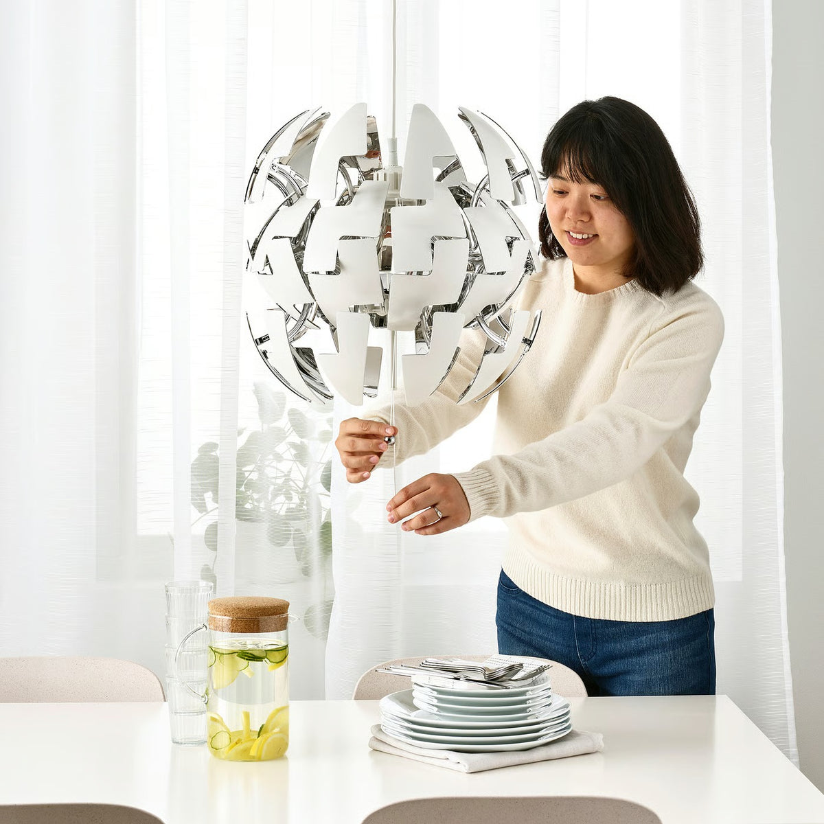IKEA PS 2014 Pendant lamp, white/silver color, 35 cm (14 ")