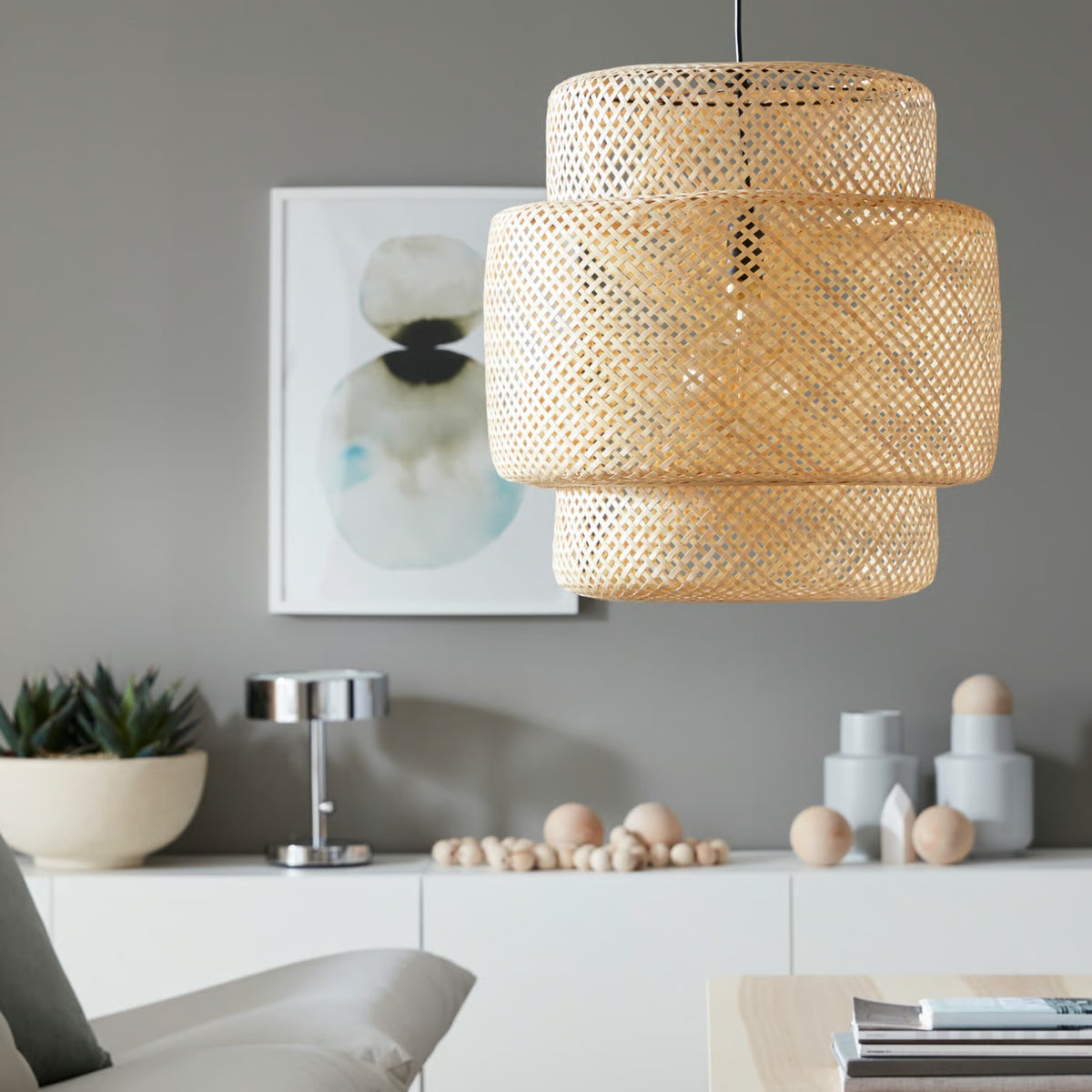 IKEA SINNERLIG Pendant lamp, bamboo/handmade, 50 cm (20 ")