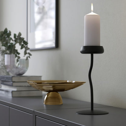 IKEA SILVERPÄRON Pillar candle holder, black, 24 cm (9 ")
