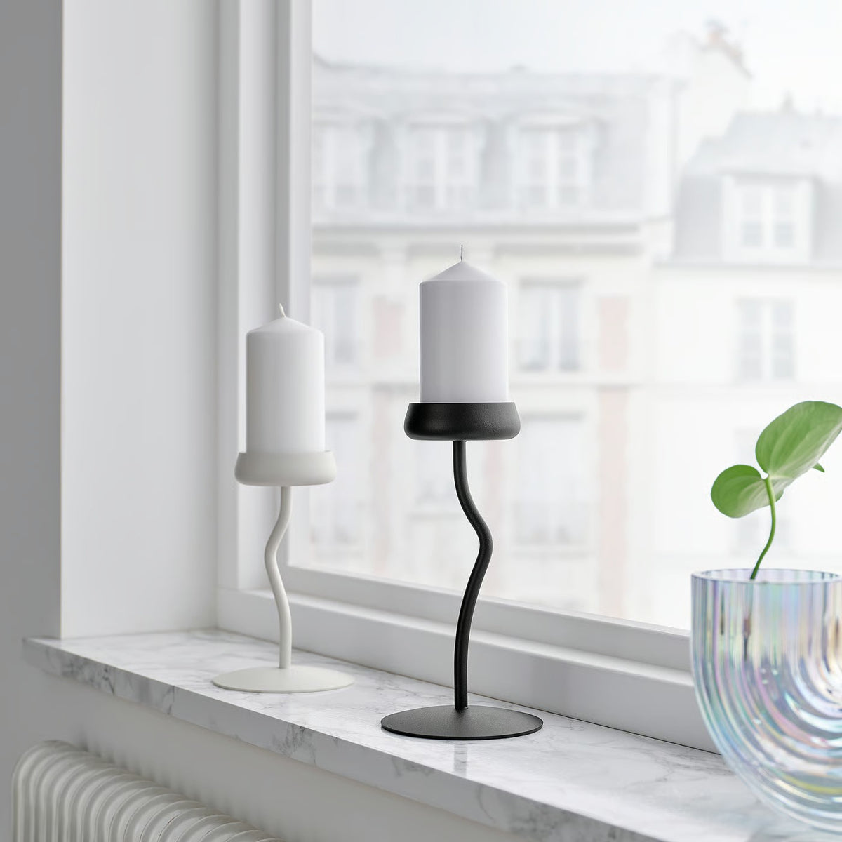 IKEA SILVERPÄRON Pillar candle holder, black, 24 cm (9 ")