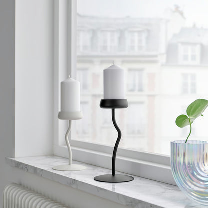 IKEA SILVERPÄRON Pillar candle holder, black, 24 cm (9 ")