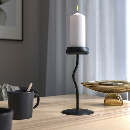 IKEA SILVERPÄRON Pillar candle holder, black, 24 cm (9 ")