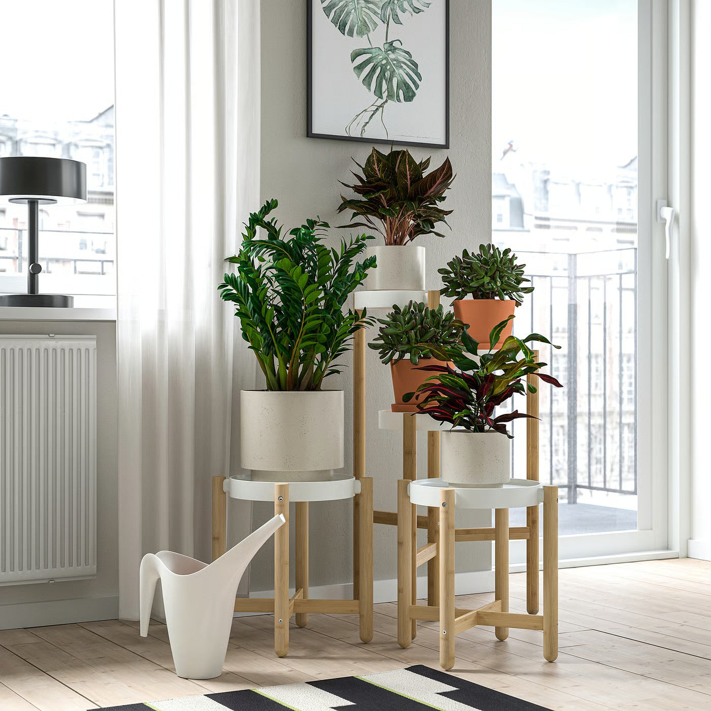 IKEA SATSUMAS Plant stand, bamboo/white, 36 cm (14 ¼ ")