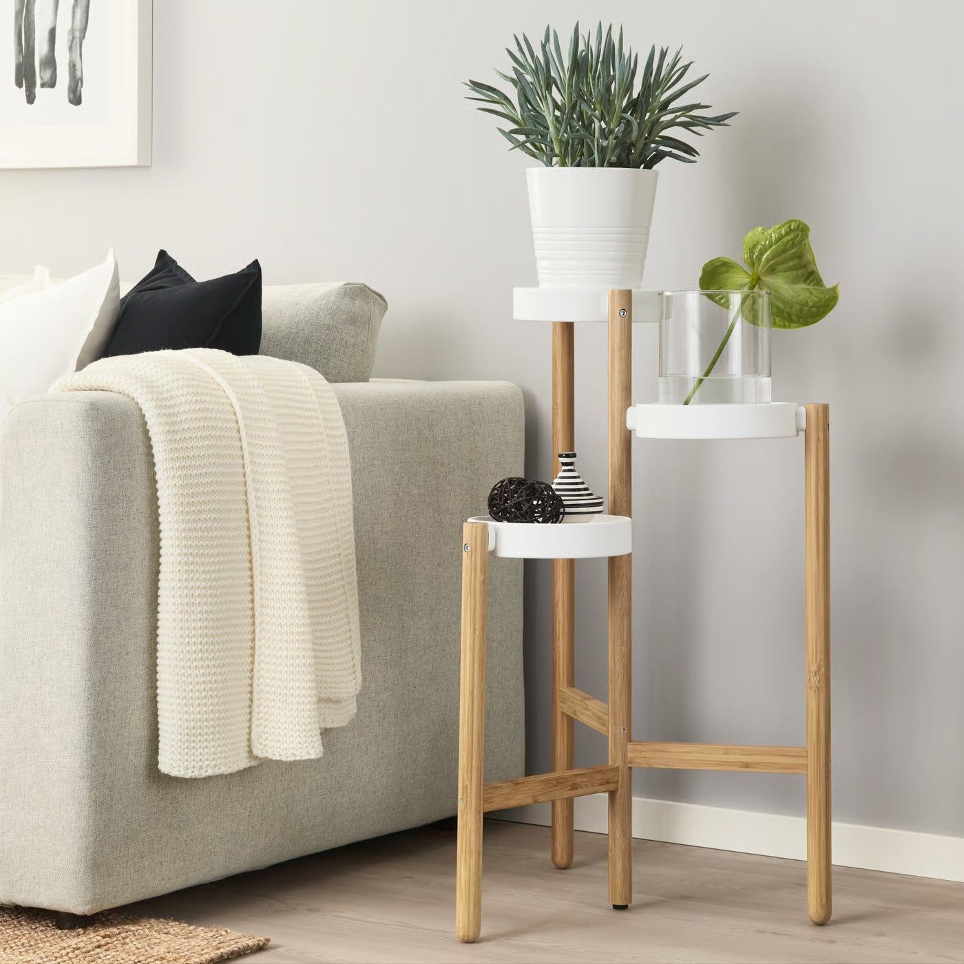 IKEA SATSUMAS Plant stand, bamboo/white, 78 cm (30 ¾ ")