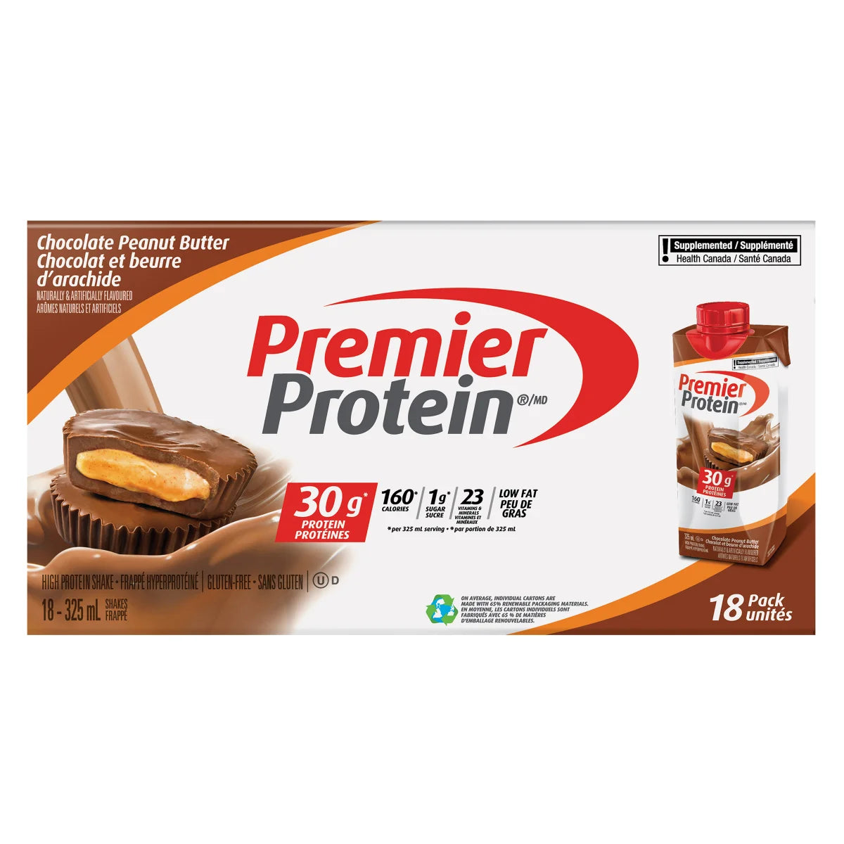 Premier Protein High-protein Chocolate Peanut Butter Shake, 18 x 325 mL