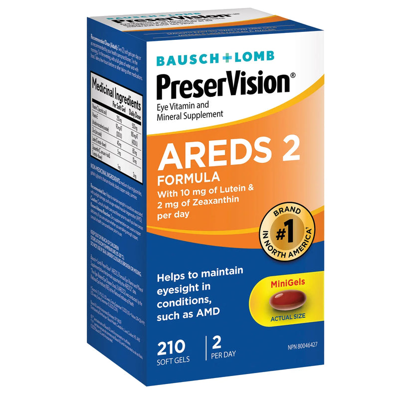 Supplément de vitamines et minéraux pour les yeux PreserVision AREDS2, 210 gélules 