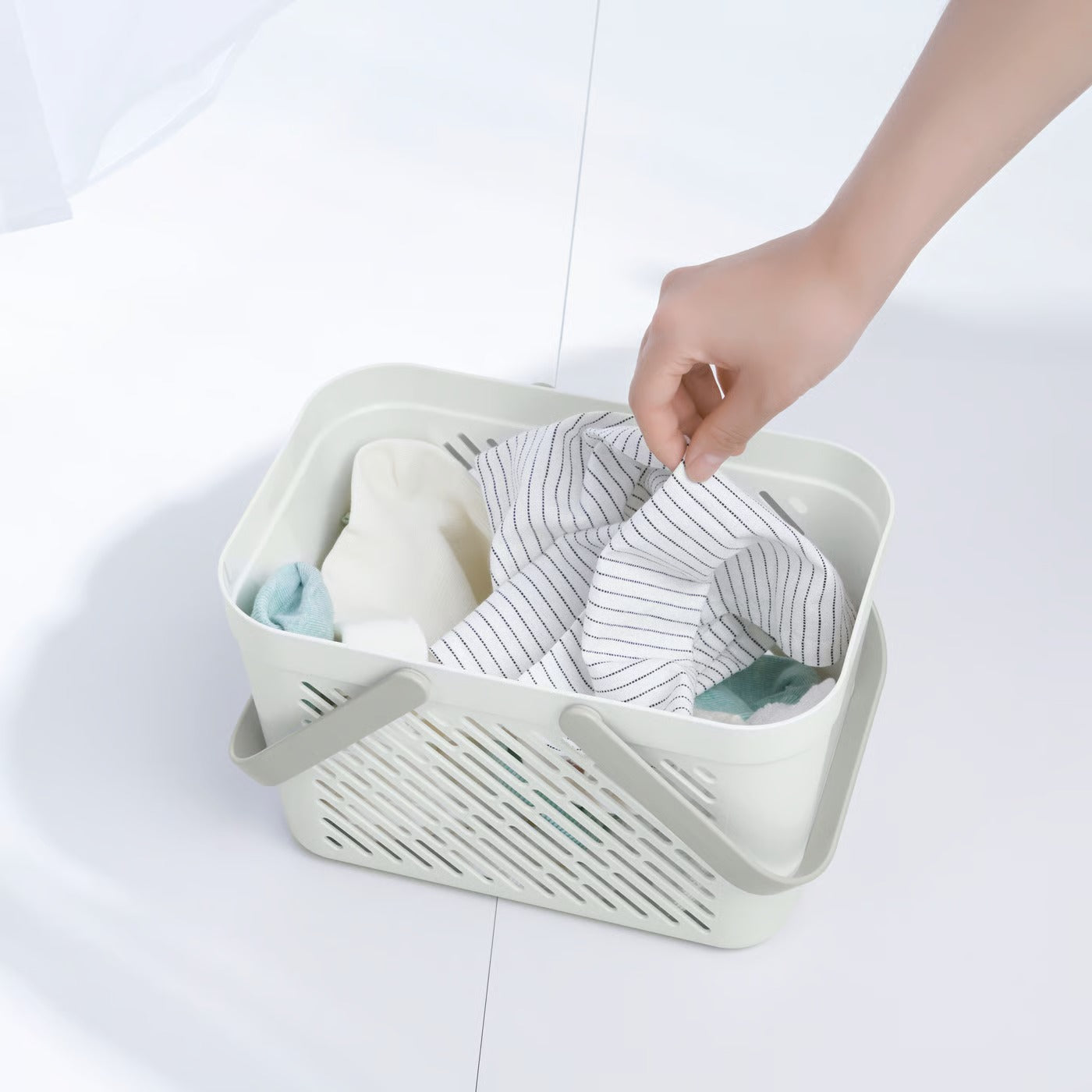 IKEA RÅNEN Bathroom Storage Basket with Foldable Handles