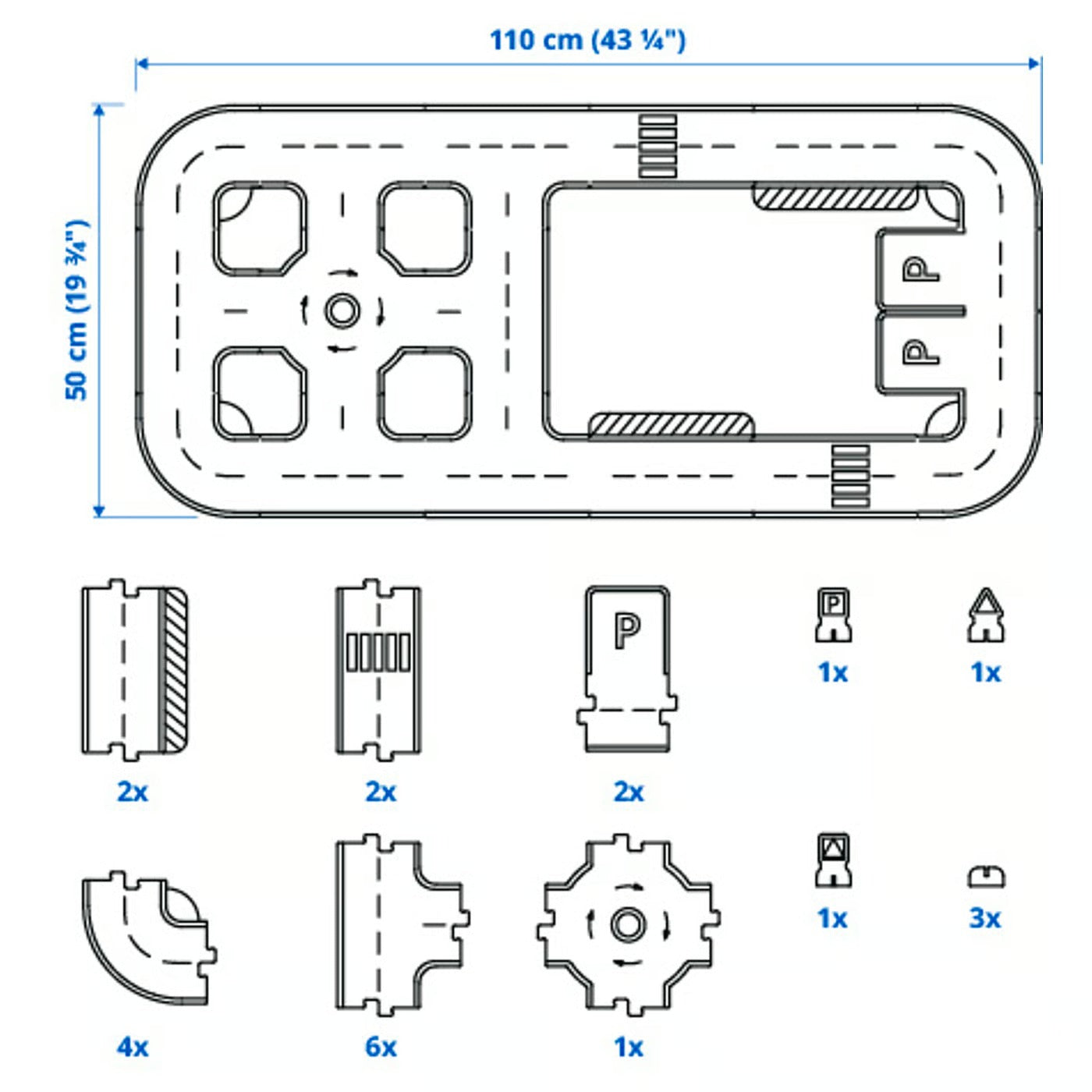 (23 Piece) IKEA RAVUNGE  Kids Car Track Set with Road Pieces & Traffic Signs