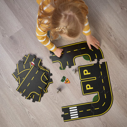 (23 Piece) IKEA RAVUNGE  Kids Car Track Set with Road Pieces & Traffic Signs