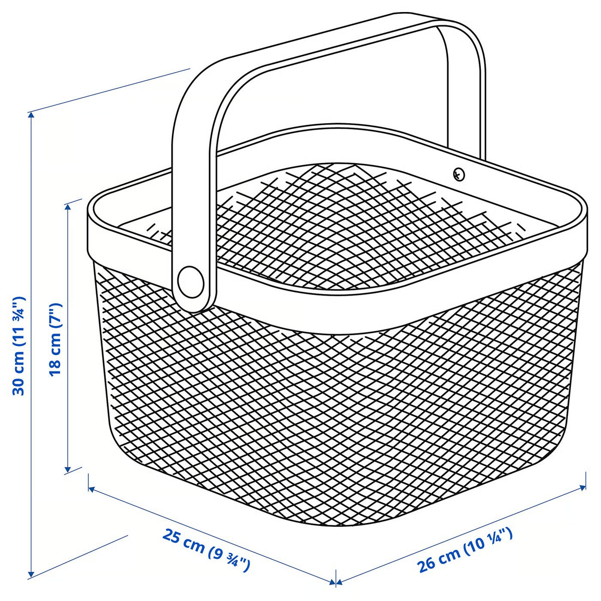 IKEA RISATORP Wire basket, dark gray, 25x26x18 cm (9 ¾x10 ¼x7 ")