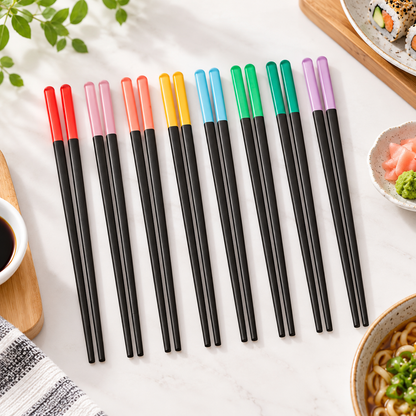 IKEA ÅRFENHAJ Chopsticks, 8 Pairs (16 Pieces), Multicolour Reusable Asian Dining Chopsticks Set, Non-Slip Square Design, Colourful Tips, Adult & Kids Chopsticks for Sushi, Noodles, Rice & Everyday Meals