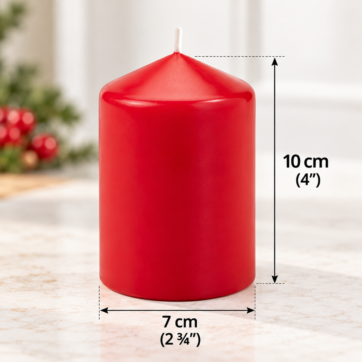 IKEA VINTERFINT Unscented Pillar Candles, 3 Pack, Red, 10 cm (4 ") Height Each, Decorative Christmas Candles for Dining Tables, Living Room, Holiday Centerpieces, Parties, Weddings & Home Décor (Candle Holders Not Included)