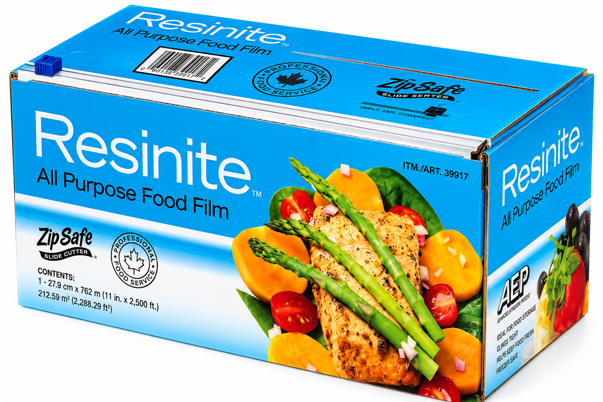 Resinite Commercial All-Purpose Plastic Food Wrap, 11 in × 2,500 ft (27.9 cm × 762 m)