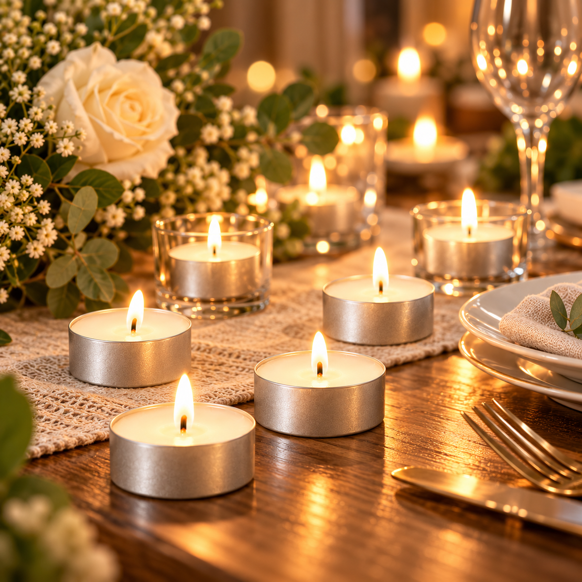 IKEA GLIMMA 100-Pack Unscented Tealight Candles, White, 4-Hour Burn Time, 38 mm (1½ in) Diameter, Plant-Based & Paraffin Wax Candles in Aluminum Cups for Home Décor, Weddings, Dining Tables, Parties & Candle Holders (Copy)