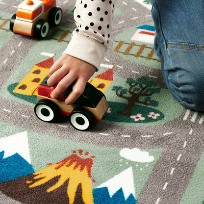 IKEA VALLABY Kids Play Rug – Green Road & Adventure Design, 100 x 133 cm (39.4 x 52.4 in)