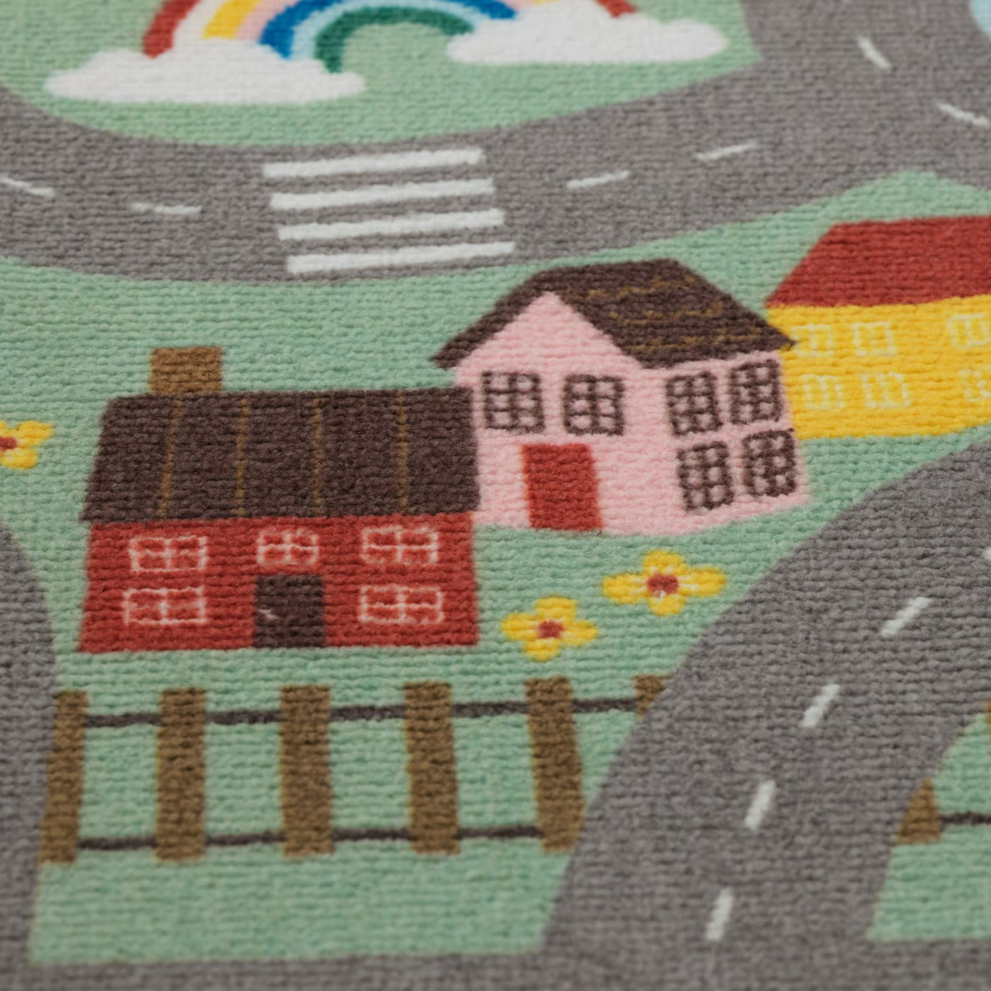 IKEA VALLABY Kids Play Rug – Green Road & Adventure Design, 100 x 133 cm (39.4 x 52.4 in)