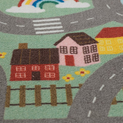 IKEA VALLABY Kids Play Rug – Green Road & Adventure Design, 100 x 133 cm (39.4 x 52.4 in)