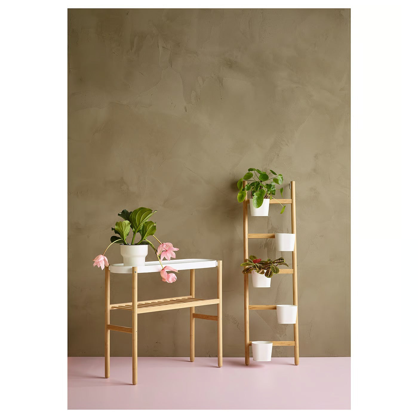 IKEA SATSUMAS Plant stand, bamboo/white, 70 cm (27 ½ ")