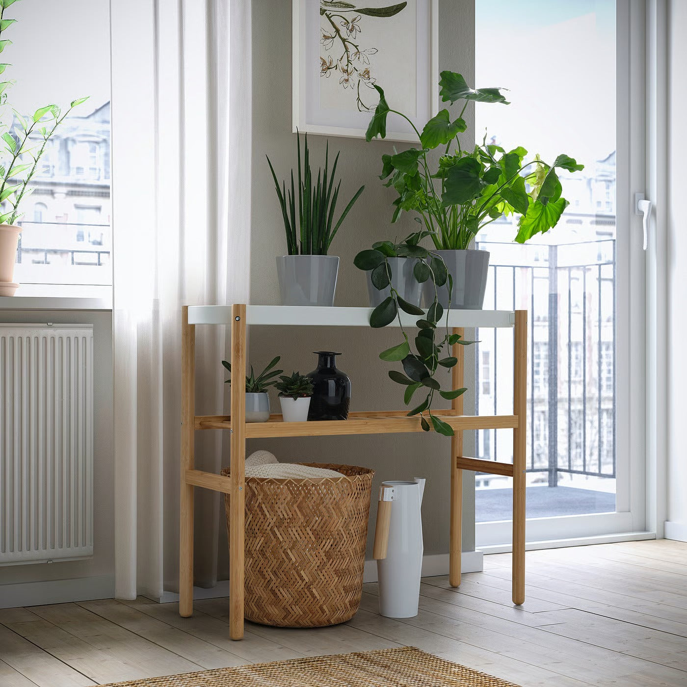 IKEA SATSUMAS Plant stand, bamboo/white, 70 cm (27 ½ ")