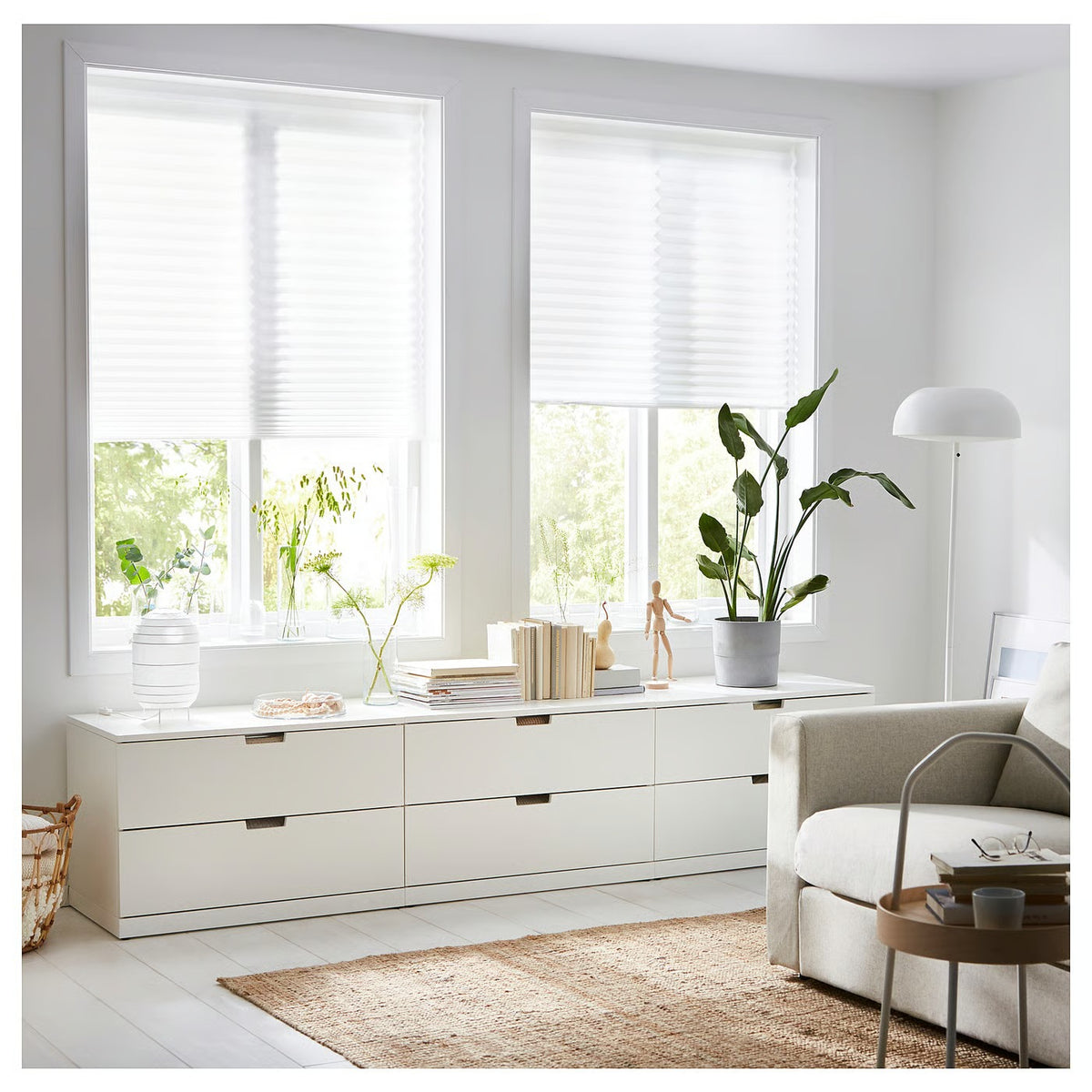 (2 PACK) IKEA SCHOTTIS Pleated blind, white, 90x190 cm (35 ½x74 ¾ ")
