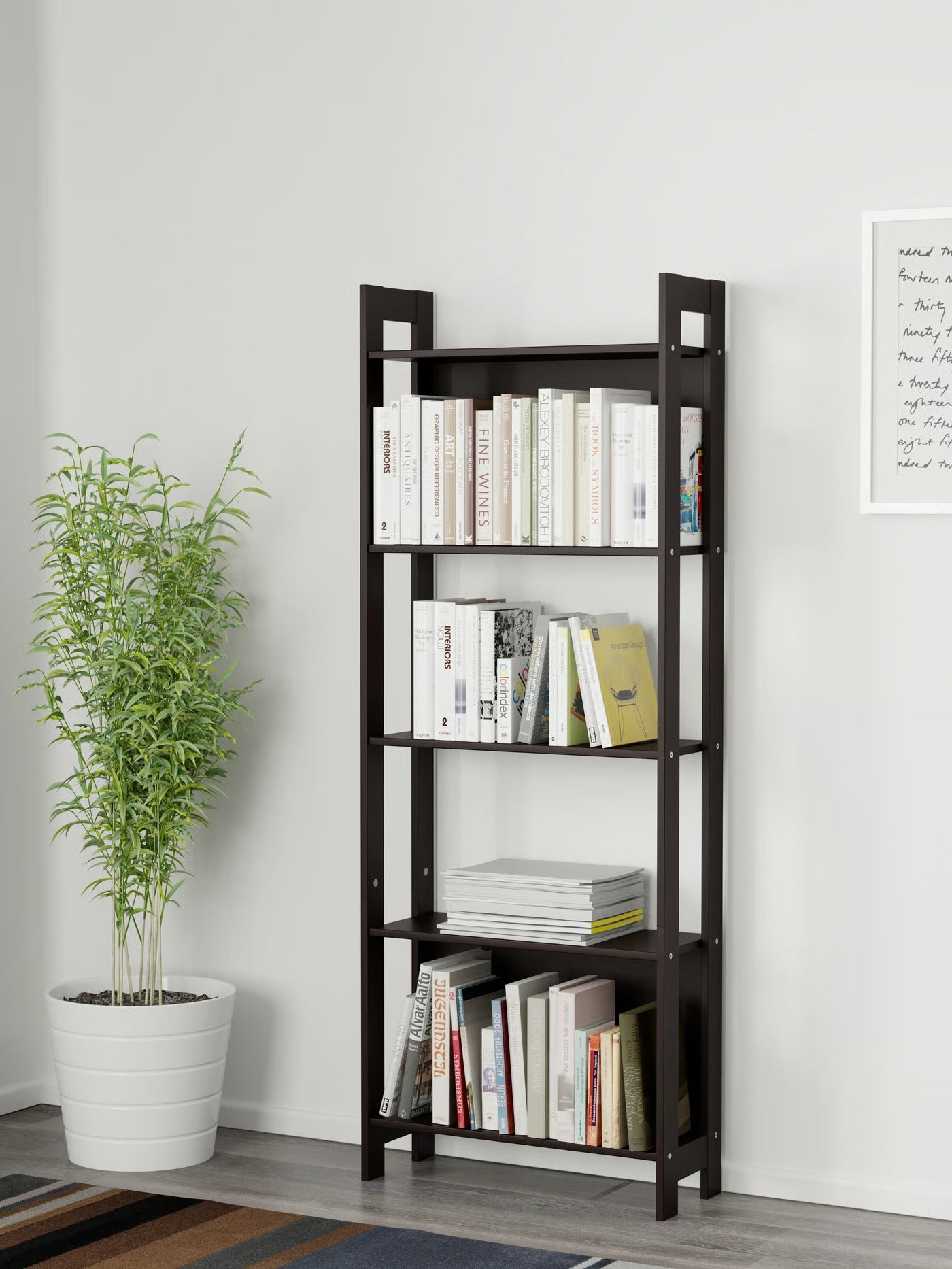 IKEA LAIVA Modern 5-Tier Open Bookcase, 62 × 24 × 165 cm - Black-Brown