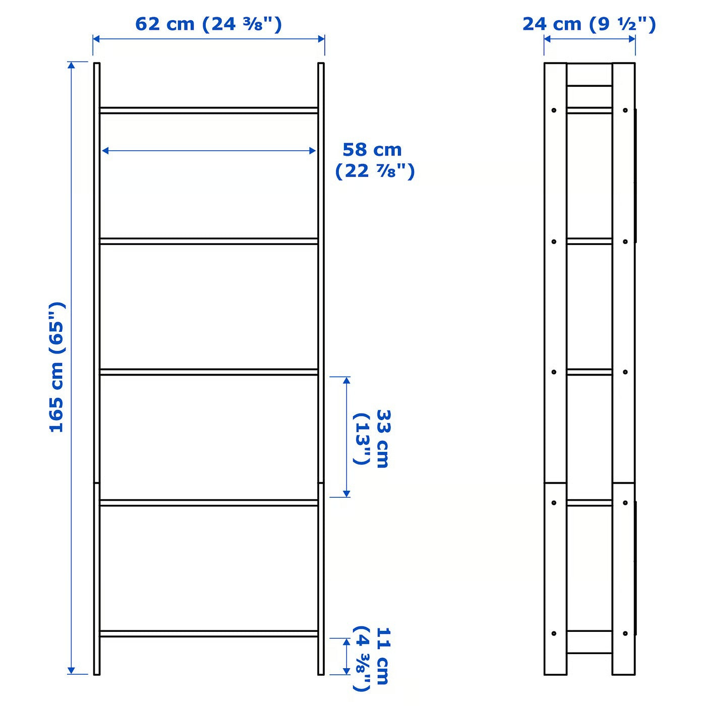 IKEA LAIVA Modern 5-Tier Open Bookcase, 62 × 24 × 165 cm - Black-Brown