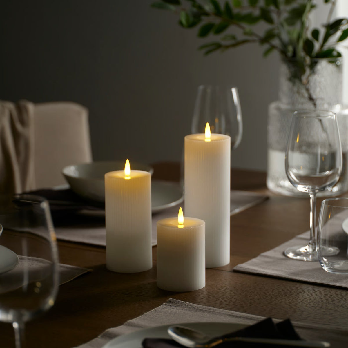 IKEA SILVERMÅS LED pillar candle, set of 3, battery operated white