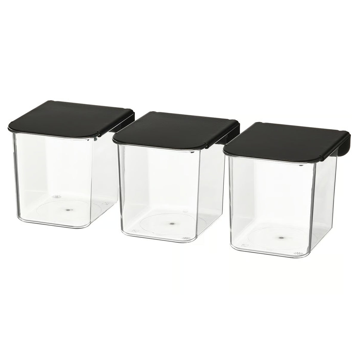 (3 Piece) IKEA SKÅDIS Container with lid, transparent/black